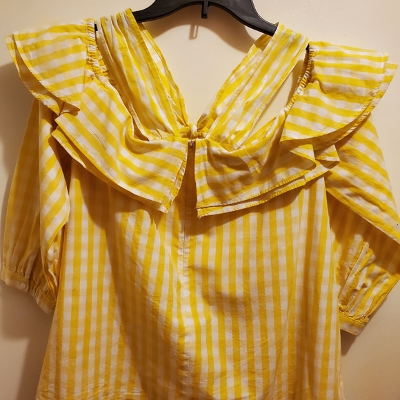 Crown Ivy yellow and white buffalo check blouse - Picture 3 of 5